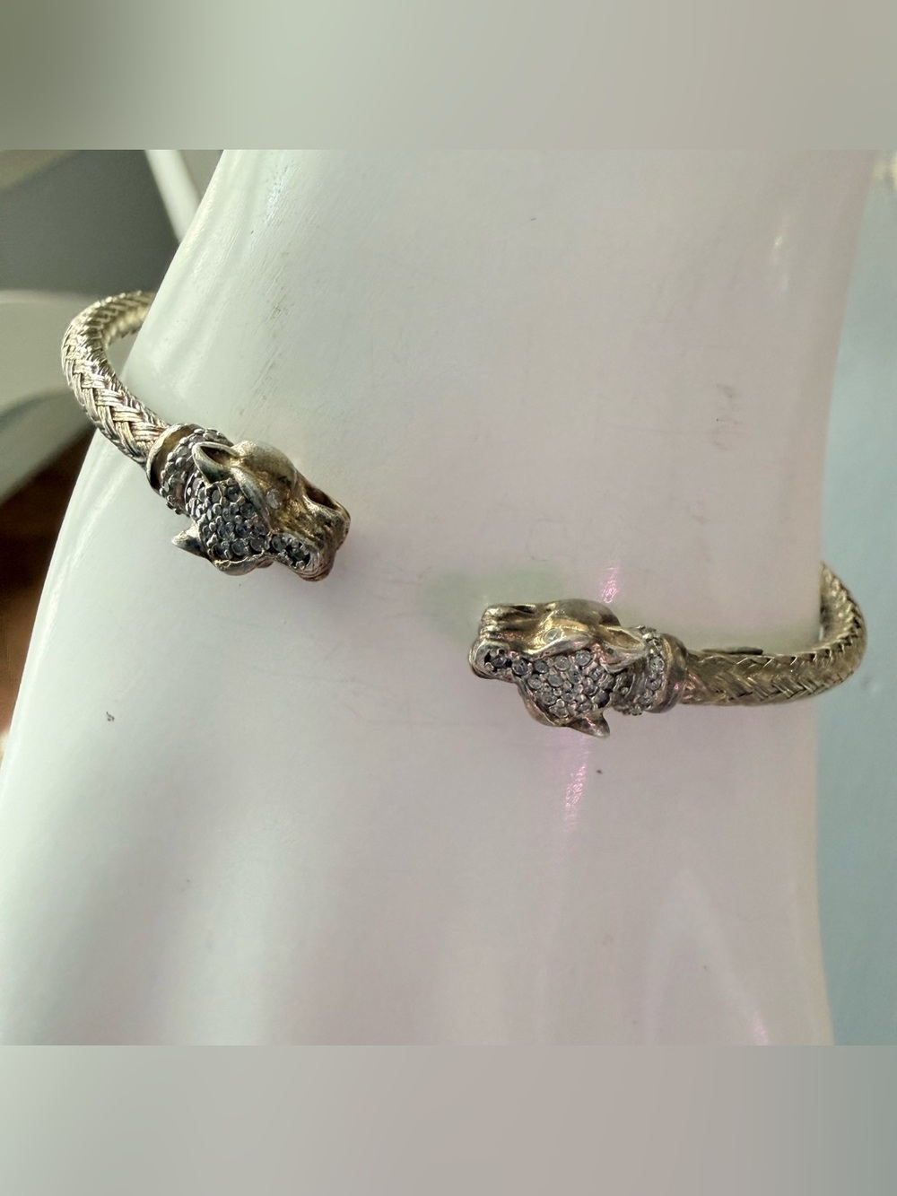 Dyadema 925 Sterling Silver Gold Vermeil Panther Cuff Bracelet